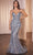 Cinderella Divine CD795 - Plunging V-Neck Sleeveless Prom Dress Prom Dresses 4 / Blue