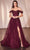 Cinderella Divine CD799 - Floral Embroidered Off-Shoulder Prom Gown Prom Dresses 6 / Plum