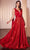 Cinderella Divine CD802 - Plunging Neckline Sleeveless Prom Gown Prom Dresses 4 / Red