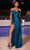 Cinderella Divine CD836 - Off-Shoulder with Cutout Details Prom Dress Prom Dresses 2 / Peacock