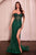 Cinderella Divine CD848 - Fringe Detail Off-Shoulder Prom Gown Prom Dresses 2 / Emerald