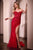 Cinderella Divine CD848 - Fringe Detail Off-Shoulder Prom Gown Prom Dresses 2 / Red