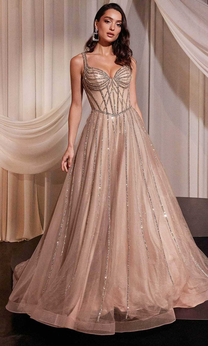 Cinderella Divine CD849 - Glitter Tulle Formal Gowns Formal Gowns 2 / Rose Champagne