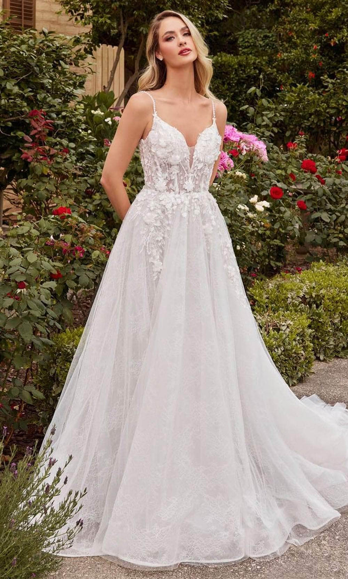 Cinderella Divine CD857W - A-Line Bridal Dress with Sleeveless Design Bridal Dresses 2 / Off White