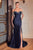 Cinderella Divine CD867 - Off-Shoulder Sheath Dress with Embellishments Evening Dresses 2 / Navy