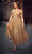 Cinderella Divine CD870 - Tea-Length Dress with Off-Shoulder Design Cocktail Dresses 2 / Gold