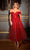 Cinderella Divine CD870 - Tea-Length Dress with Off-Shoulder Design Cocktail Dresses 2 / Red