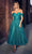 Cinderella Divine CD870 - Tea-Length Dress with Off-Shoulder Design Cocktail Dresses 2 / Turq