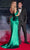 Cinderella Divine CD875 - Cold Shoulder Satin Gown for Prom 2 / Emerald