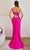 Cinderella Divine CD887 - Evening Gown with Asymmetric Cutout Neckline Evening Dresses 2 / Fuchsia