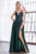 Cinderella Divine CD903 - Deep V-Neck Satin Evening Gown Bridesmaid Dresses 2 / Deep Emerald