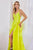 Cinderella Divine CD903 - Deep V-Neck Satin Evening Gown Bridesmaid Dresses 2 / Neon Yellow