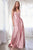 Cinderella Divine CD903 - Deep V-Neck Satin Evening Gown Bridesmaid Dresses 2 / Rose