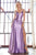 Cinderella Divine CD903 - Deep V-Neck Satin Evening Gown Bridesmaid Dresses 2 / Violet