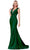 Cinderella Divine CD912 - Plunging Ruched Evening Gown Evening Dresses 2 / Emerald