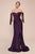 Cinderella Divine - CD943 Off-Shoulder High-Slit Modest Prom Dress Bridesmaid Dresses 4 / Eggplant