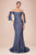 Cinderella Divine - CD943 Off-Shoulder High-Slit Modest Prom Dress Bridesmaid Dresses 4 / Smoky Blue