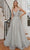 Cinderella Divine CD994 - Floral Deep V-Neck Prom Dress Prom Dresses 4 / Silver