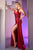 Cinderella Divine CDS415 - Plunging Neckline Side Draped Evening Gown Evening Dresses 4 / Burgundy