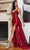 Cinderella Divine CDS418 - V Neck Satin Long Evening Gown Prom Dresses 4 / Burgundy