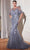 Cinderella Divine CDS438 - Glitter Mermaid Gown with Floral Details Evening Dresses 2 / Smoky Blue