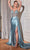 Cinderella Divine CDS440 - Satin Sheath Dress with Beaded Corset Bodice Prom Dresses 2 / Dusty Blue