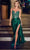 Cinderella Divine CDS440 - Satin Sheath Dress with Beaded Corset Bodice Prom Dresses 2 / Emerald