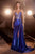 Cinderella Divine CDS440 - Satin Sheath Dress with Beaded Corset Bodice Prom Dresses 2 / Royal