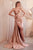 Cinderella Divine CDS441 - Sheath Gown with Asymmetric Pleating Prom Dresses 2 / Copper