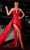 Cinderella Divine CDS441 - Sheath Gown with Asymmetric Pleating Prom Dresses 2 / Red