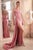 Cinderella Divine CDS441 - Sheath Gown with Asymmetric Pleating Prom Dresses 2 / Rose Pink