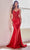 Cinderella Divine CDS450 - Lace Appliqued Prom Dress with Beaded Accents Prom Dresses 2 / Red