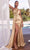 Cinderella Divine CDS454 - Asymmetrical Sequin Gown Evening Dresses 2 / Champagne Gold