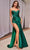 Cinderella Divine CDS487 - Pleated Sheath Gown Evening Dresses 2 / Emerald