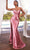 Cinderella Divine CDS487 - Pleated Sheath Gown Evening Dresses 2 / Rose