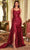 Cinderella Divine CDS496 - Prom Dress with Ruching and Lace Appliques Prom Dresses 2 / Burgundy