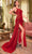 Cinderella Divine CDS496 - Prom Dress with Ruching and Lace Appliques Prom Dresses 2 / Red