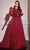 Cinderella Divine CDS503 - Cape Applique Evening Gown Mother of the Bride Dresses 2 / Burgundy