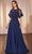 Cinderella Divine CDS503 - Cape Applique Evening Gown Mother of the Bride Dresses 2 / Navy