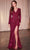 Cinderella Divine CH054 - Surplice V-Neck Long Sleeve Prom Gown Mother of the Bride Dresses S / Magenta