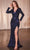 Cinderella Divine CH054 - Surplice V-Neck Long Sleeve Prom Gown Mother of the Bride Dresses S / Navy