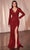 Cinderella Divine CH054 - Surplice V-Neck Long Sleeve Prom Gown Mother of the Bride Dresses S / Red