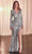 Cinderella Divine CH054 - Surplice V-Neck Long Sleeve Prom Gown Mother of the Bride Dresses S / Silver