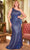 Cinderella Divine CH077C - One-Shoulder Sequin Embellished Prom Dress Prom Dresses 2X / Lapis Blue