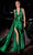 Cinderella Divine CH079 - Pleated Bodice Gown with Open Back Prom Dresses XS / Emerald