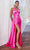 Cinderella Divine CH079 - Pleated Bodice Gown with Open Back Prom Dresses XS / Fuchsia