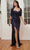 Cinderella Divine CH123 - Draped Sash Sweetheart Gown Evening Dresses XS / Navy