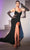 Cinderella Divine CH136 - V-Neck Ruched Prom Dress Prom Dresses XXS / Black-