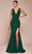 Cinderella Divine CH395 - V-Neck Empire Waist Prom Gown Prom Dresses XS / Emerald