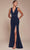 Cinderella Divine CH395 - V-Neck Empire Waist Prom Gown Prom Dresses XS / Navy